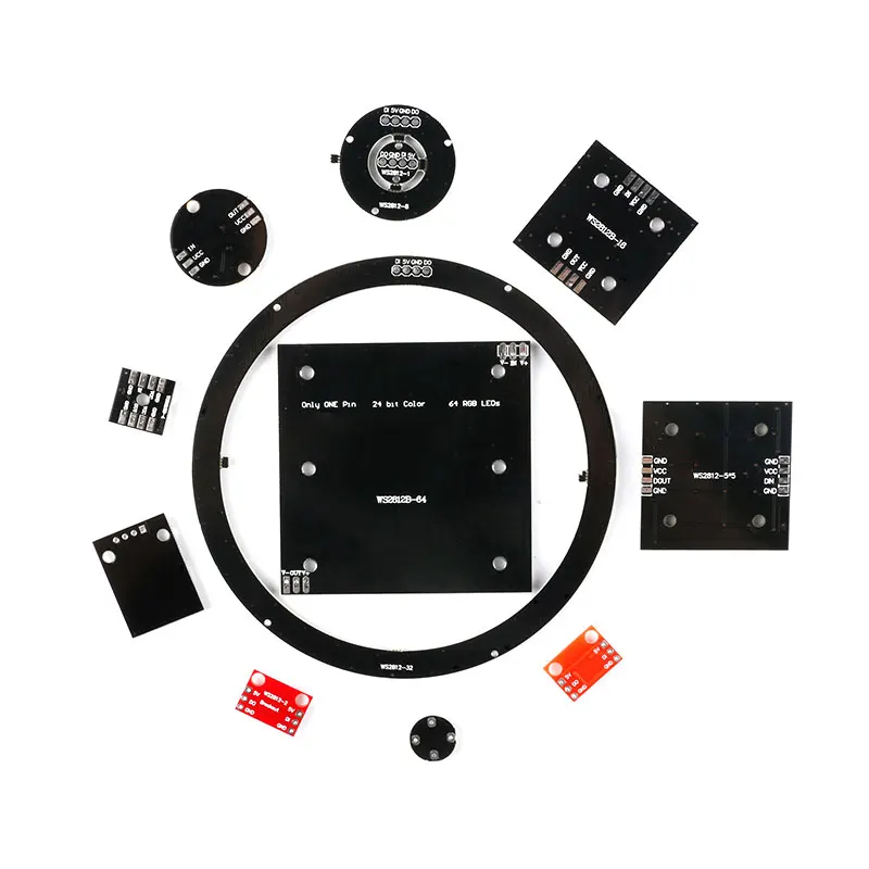 WS2812B WS2812 5050 RGB LED Circular Development Board Full-Color Drive Lamp Module Electronic Blocks 1/2/4/7/9/16/25/32/64-Bit
