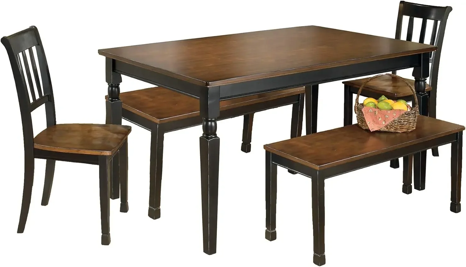 Rustic Wood Vintage Farmhouse Style Dining Room Table, 35.75”W X 60”D X 30” H Seats Up To 6 People, Black & Brown