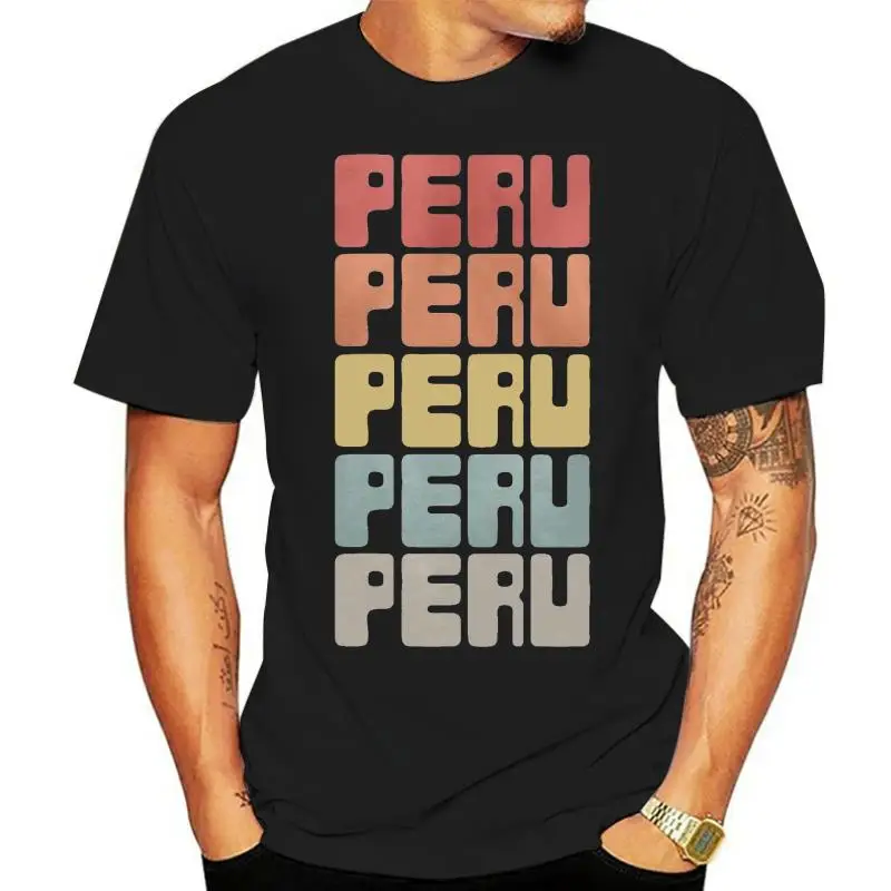 Youbah-01 Mens Vintage Peruvian Peru Text Cool Short Sleeve Shirts