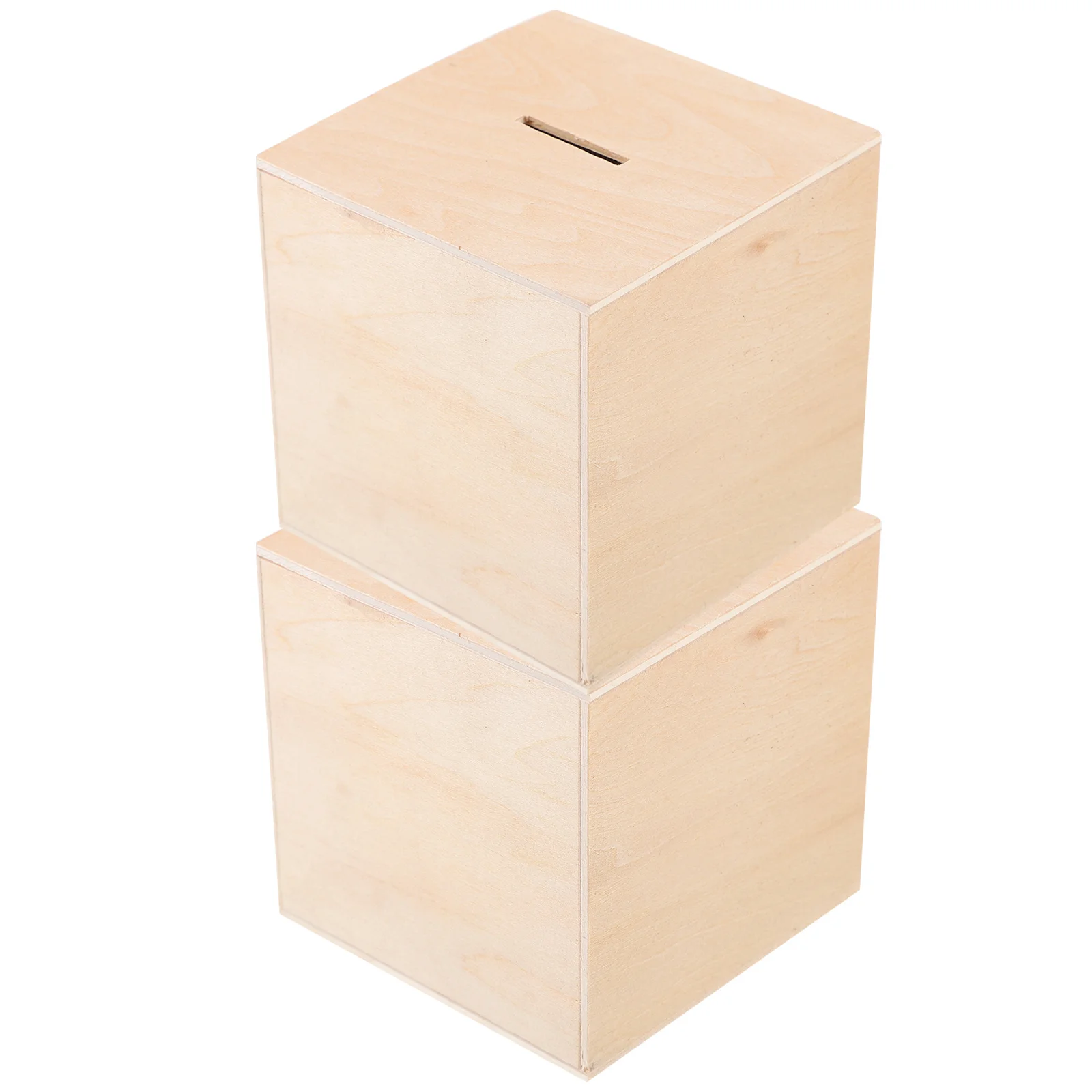 2개 DIY 나무 저금통 미완성 저금통 다기능 저금통 손재주 발달 DIY 저금통