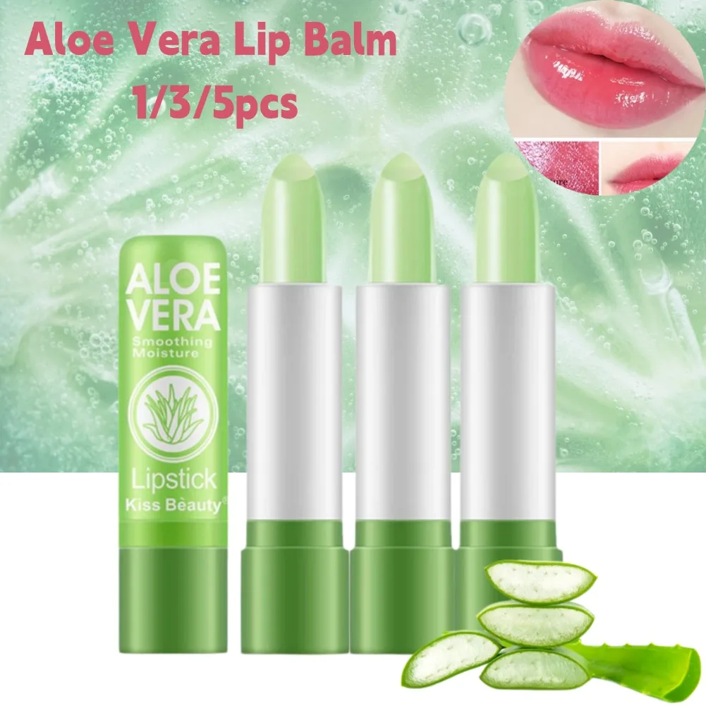 Aloe Vera Moisture Lip Balm Temperature Changed Color Lipstick Long Lasting Nourishing Lips Care lip Makeup 1/3/5pcs