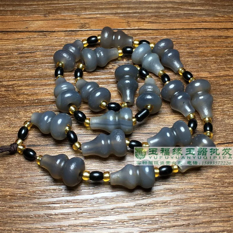 

1pcs/lot Weathered coated pulp gray Liao Jin old agate gourd beads Necklace pendant Buddhist beads accessories