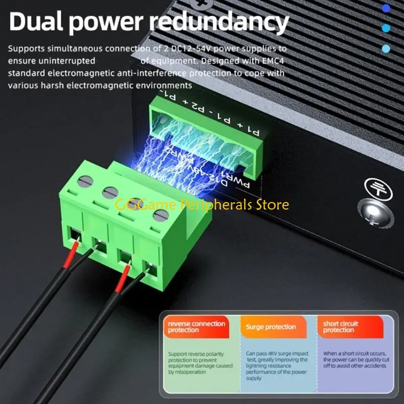 

U55B Heavy Duty 5 Port Gigabit Ethernet Switcher Metal Housing Mountable Industrial Networking Ethernet Switcher Accessories
