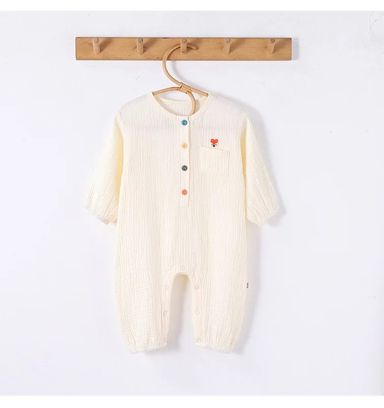 

Комбинезон для маленьких мальчиков и девочек, 2021, осенний комбинезон из чистого хлопка трапециевидной формы унисекс для малышей с вышивкой, костюм-хари для ползания, тонкая одежда для младенцев