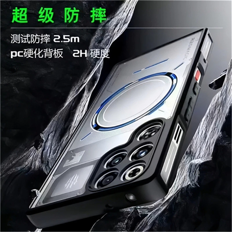 حافظة بحامل حلقي مغناطيسي لهاتف Redmagic 11 Pro Plus حافظة MagSafe غطاء شفاف غير لامع غطاء حماية ممتص للصدمات