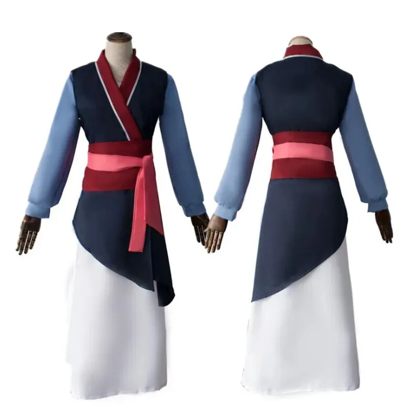 Mulan Movie Costume for Women, Red and Blue Princess Dresses from Drama, Halloween Cosplay for Adults, Hua Mulan
