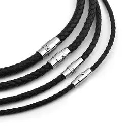 Men-made Leather Necklace Choker Black Brown Braided Rope Chain for Men Women Simple Jewelry Gifts collier homme Magnetic