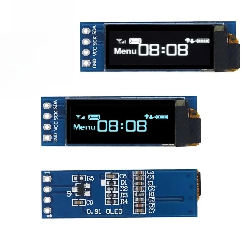 I2C OLED Display Module 0.91 Inch I2C SSD1306 OLED Display Module White / BLUE I2C OLED Screen Driver DC 3.3V~5V for Arduino