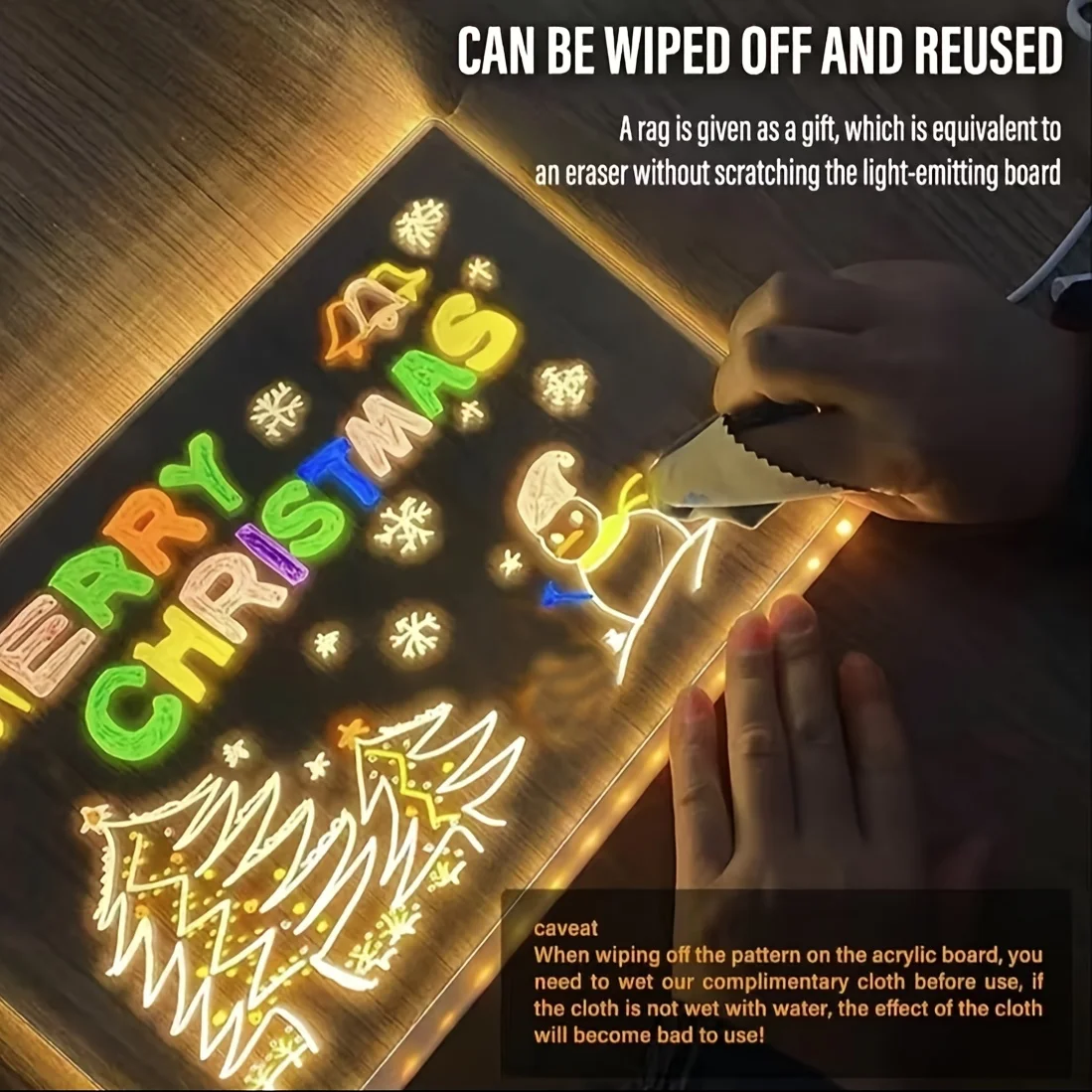 لوحة رسم متوهجة إبداعية ذاتية الصنع لوحة رسائل مضيئة LED مع أقلام سبعة ألوان لهدايا فتاة عيد الميلاد للأطفال في المكتب #2
