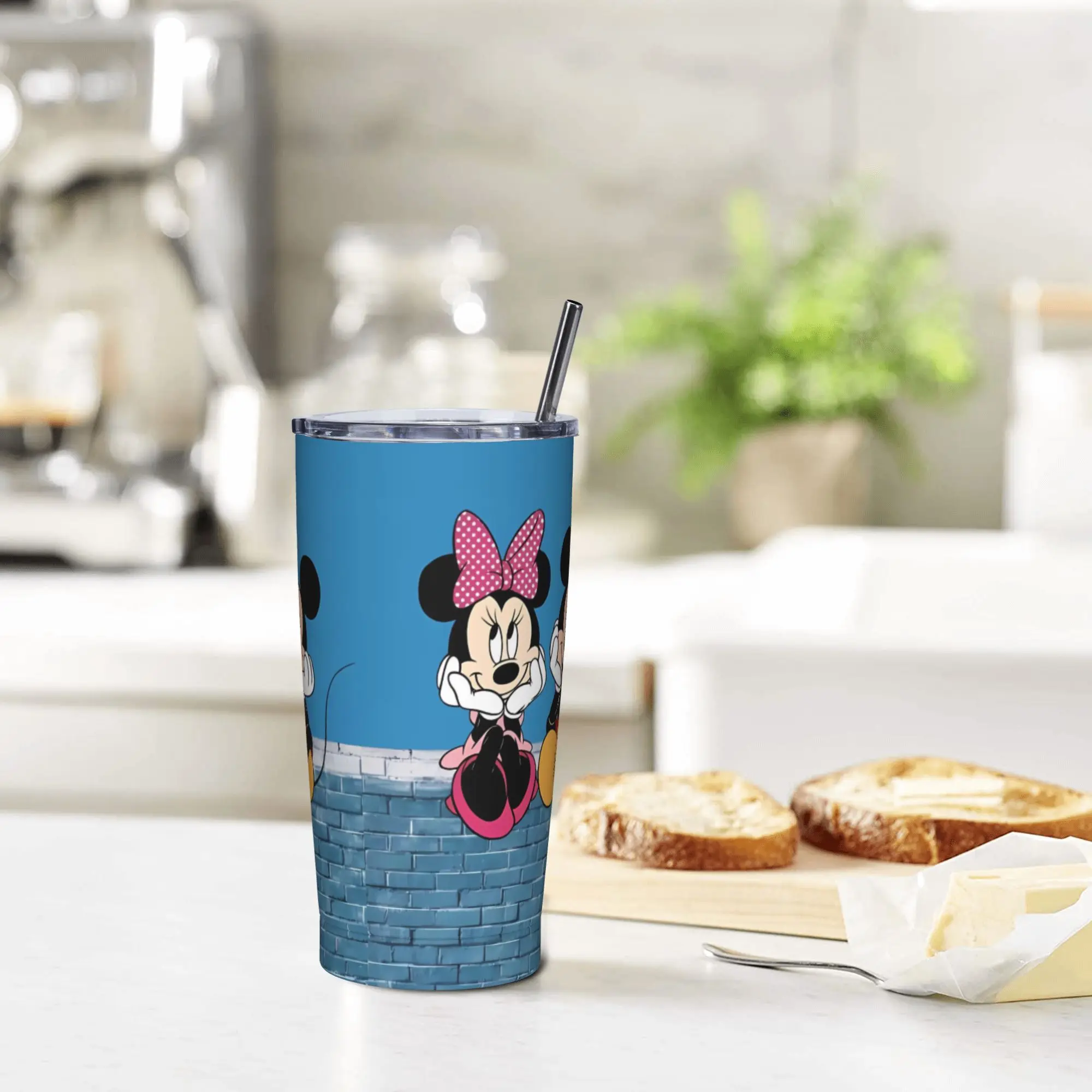 

Mickey Mouse Stainless Steel Tumbler Driving Thermal Mug With Straws and Lid Large Capacity Mugs Cup Hot Drinks Water Bottle