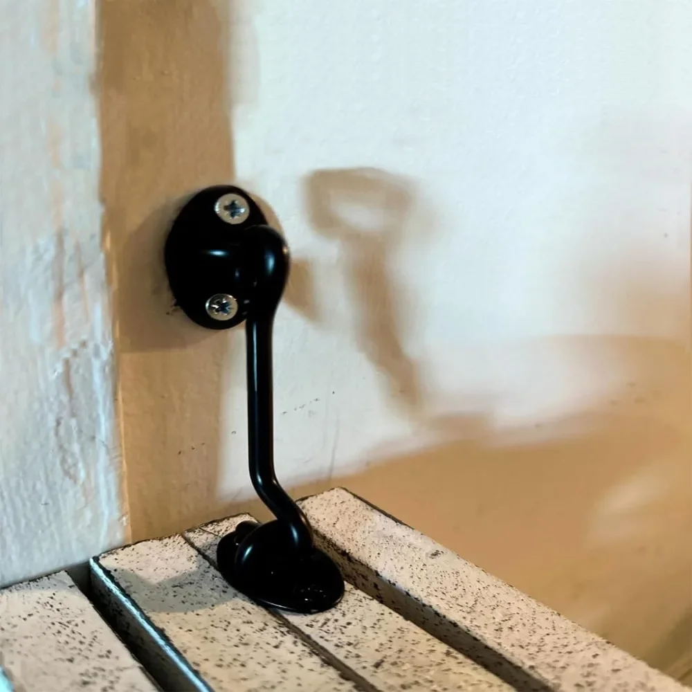 Hook Latch with Screws Rust-Resistant Metal Gate Latch Privacy Hooks 4 Pack Barn Door Latch Door Lock Hardware Sliding Lock Eye