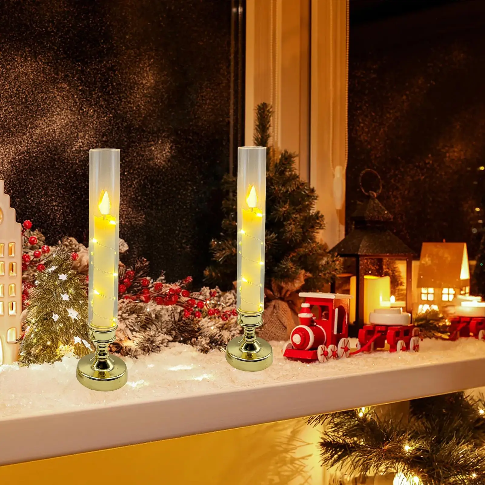 Flameless LED Candles LED Electric Candles Light With Remote Control Fireplace Decor 4 Pieces Decorative Atmosphere Light
