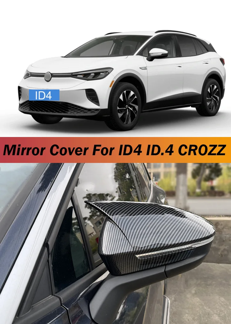 2pcs paste Side RearView Mirror Cover Caps Gloss Black Carbon for VW ID.4 ID.4X ID.4 Crozz car accessories car stickers