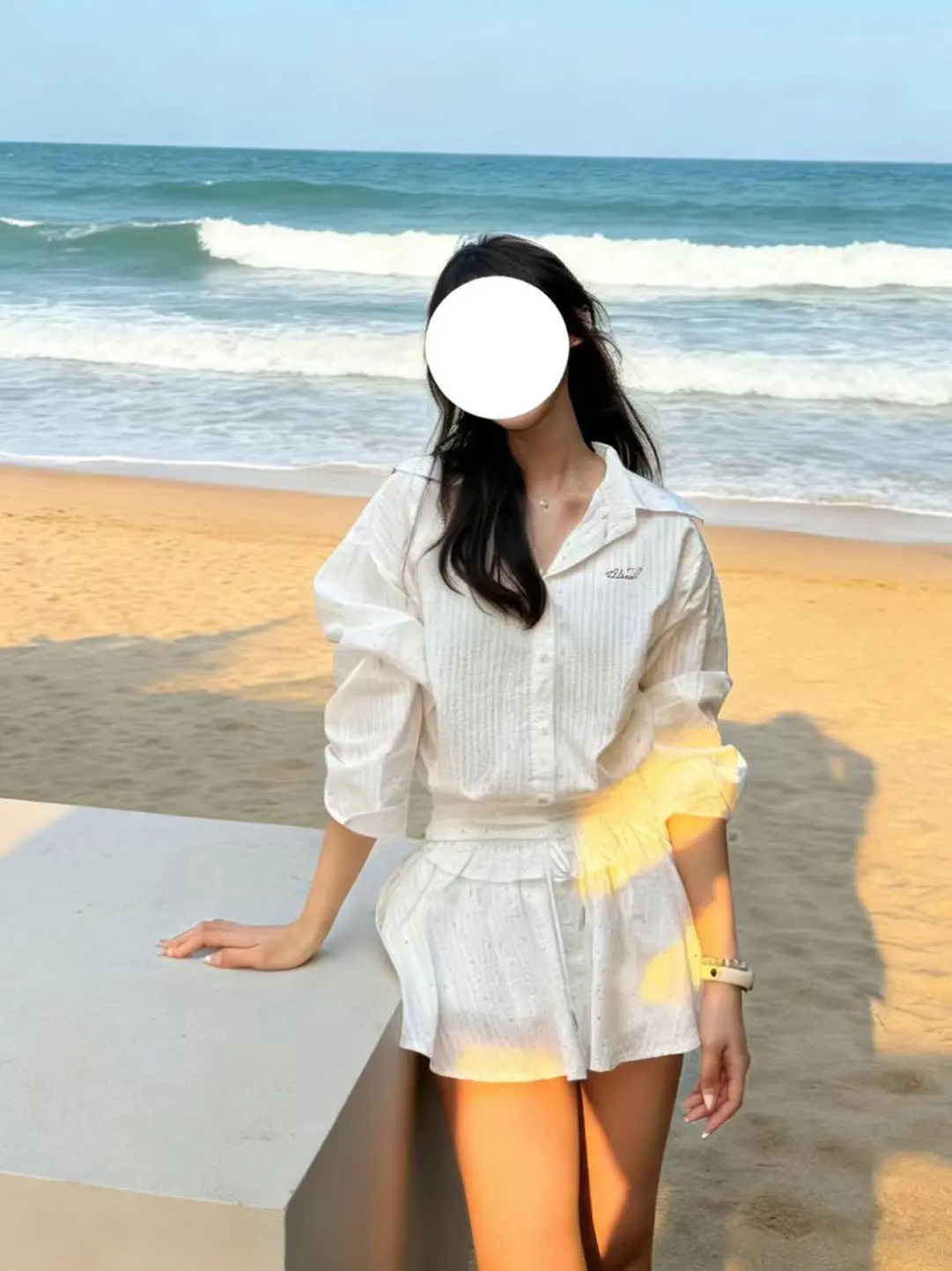 

Casual Style Shirt Top Women's New Model Slimming Short Skirt Fashionable Set High Waist Pure Color Spring Season Date Wear
