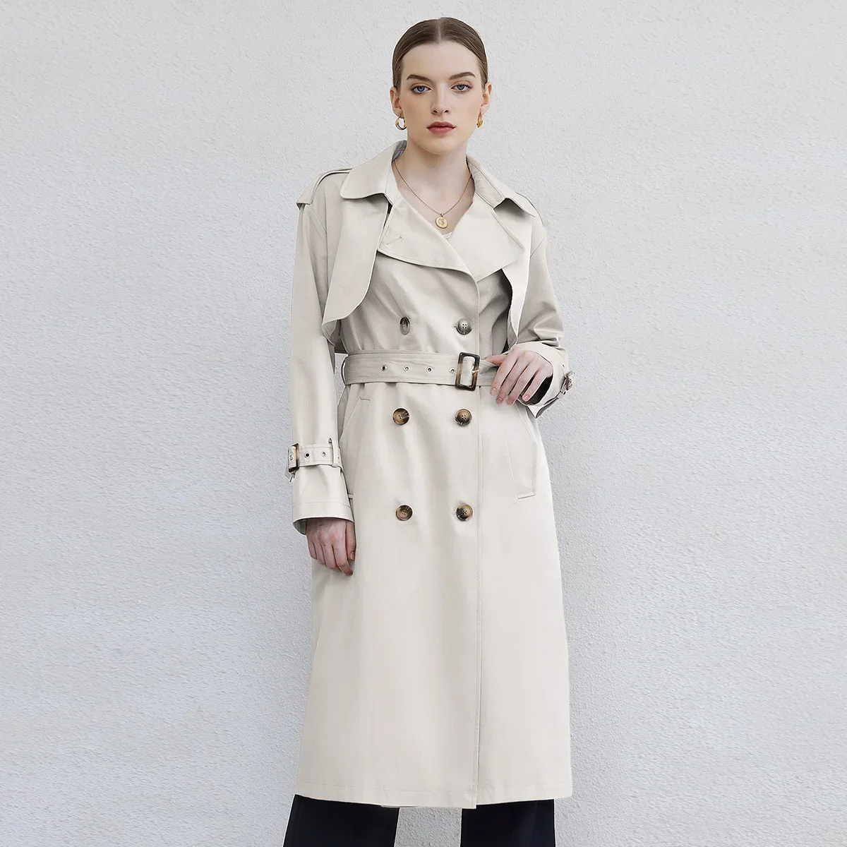 High quality Spring new fashion style trench coat British style thin wild small high school long trench coat women