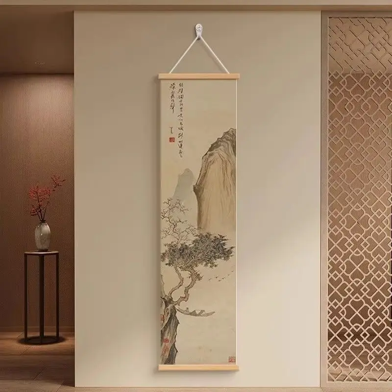 VIKAMA Chinese Ink Painting Tapestry Wall Hanging Landscape Mountains River Oriental Scroll Zen Decor for Living Room Study