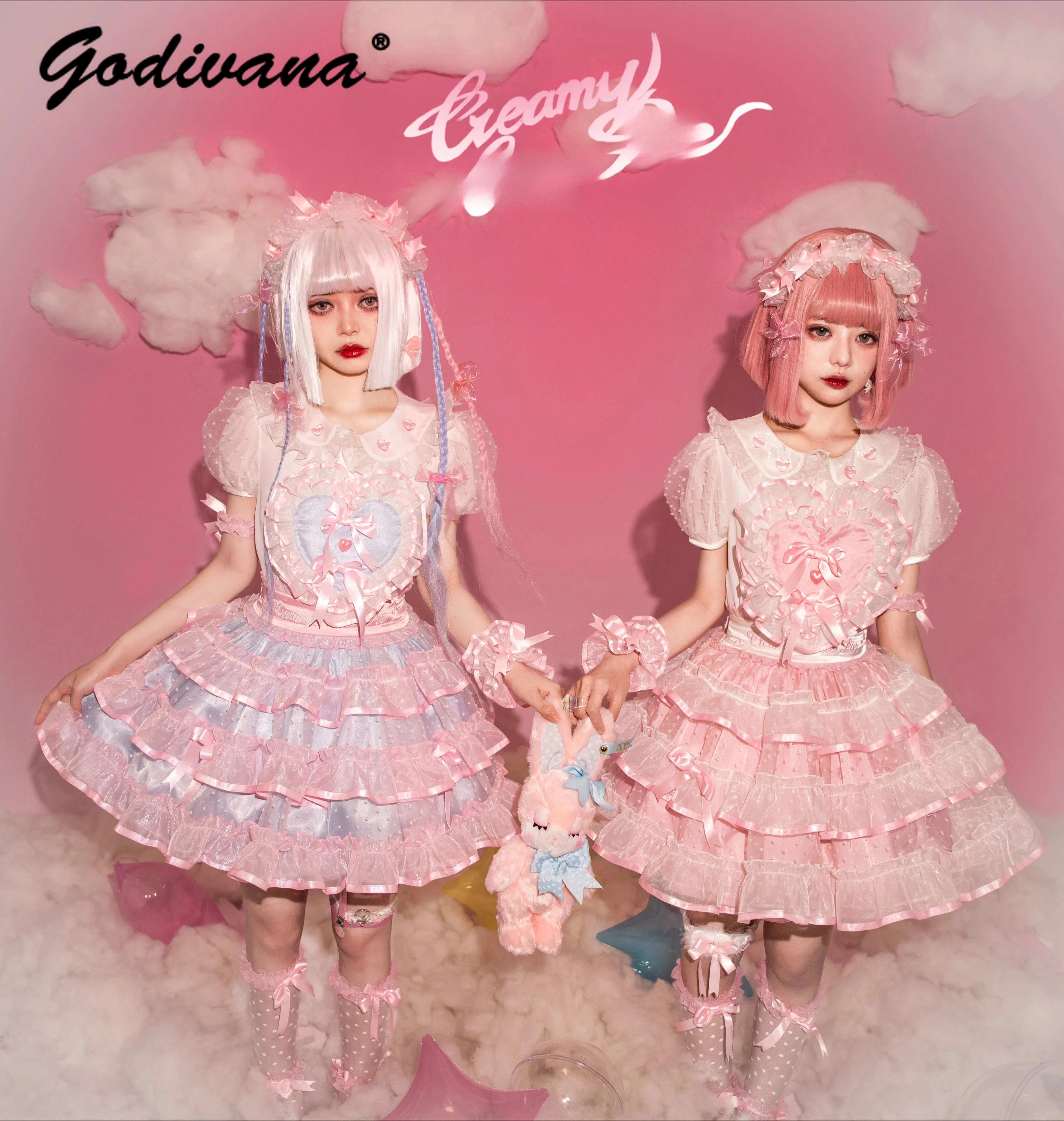 Original Lolita Tutu Dress New Summer Cute Girl Women's Sweet Bow Fungus Edge Polka Dot Short Organza Dresses