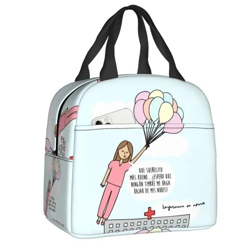 Enfermera En Apuros Doctor Nurse Medical Insulated Lunch Bag Waterproof Cooler Thermal Lunch Box Women Food Container Tote Bags