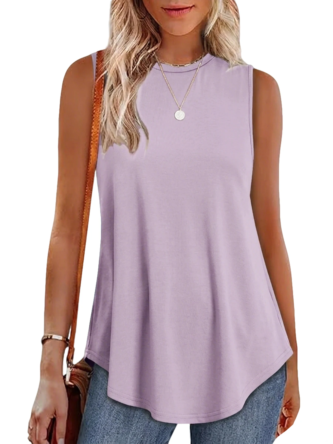 Dames zomertop met ronde hals, mouwloos, losvallend, casual tanktop voor sport, yoga, gym, hardlopen, dagelijks gebruik