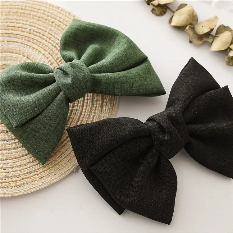 New All-match Pure Color Cloth Three Layers Fashion Big Bow Hairpin Spring Clip Barrettes Women Girls Hair Accessoriesr Headwear