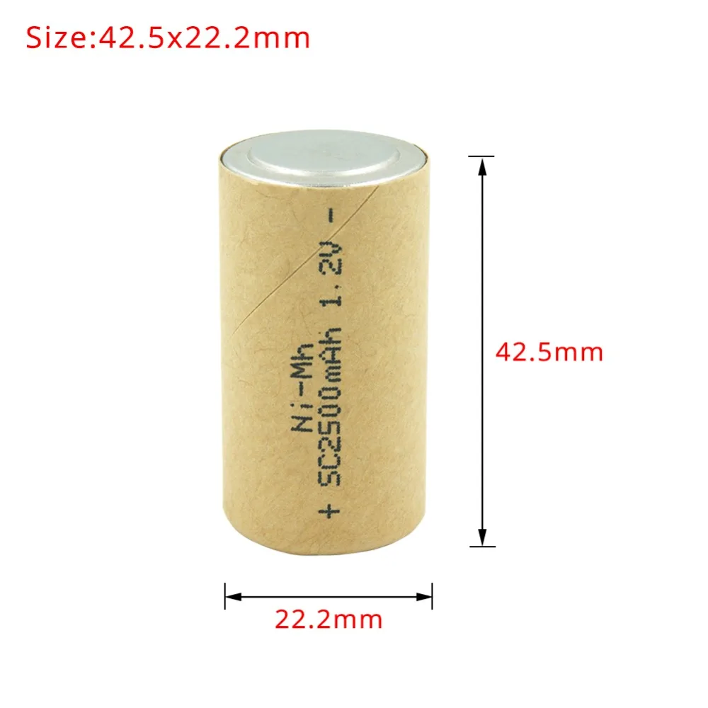 10PCS Ni-Cd Ni-MH 1.2V 1.5Ah 2Ah 2.5Ah 3Ah Sub C Rechargeable Battery for DIY Power Tools Battery Flashlight Headlamp Drills