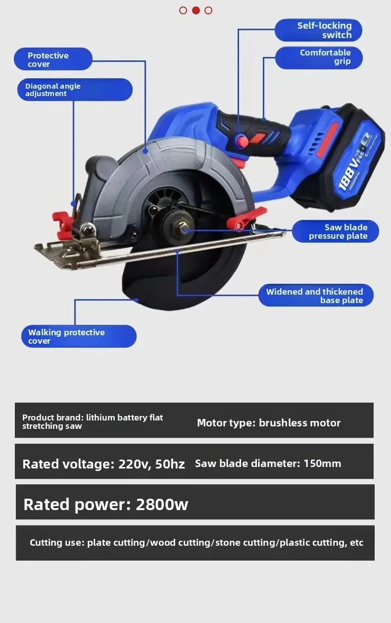 Lithium battery rechargeable hand saw multifunctional electric circular saw chainsaw high power industrial woodworking cutting