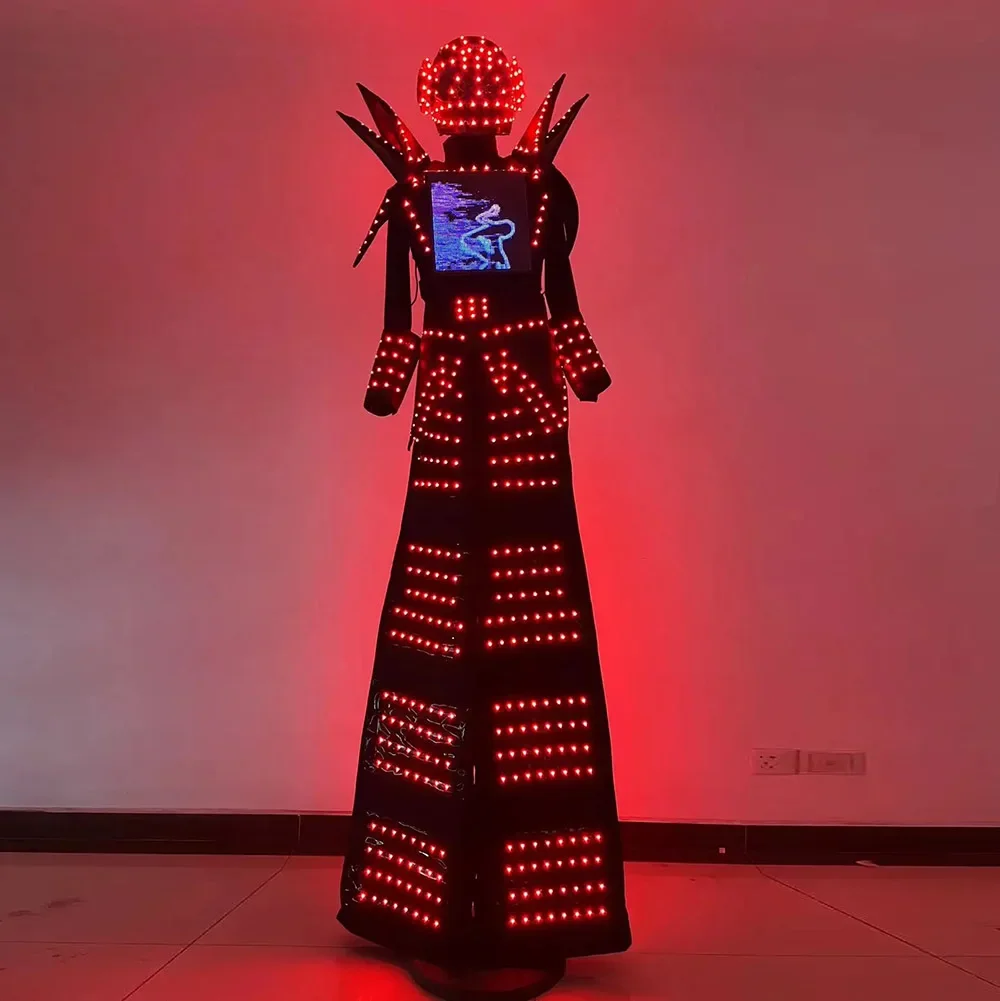 Traje de fiesta para niña, zancos LED de lujo, Robot Walker, brillo a todo Color, disfraz de píxeles inteligentes para baile, puesta en escena