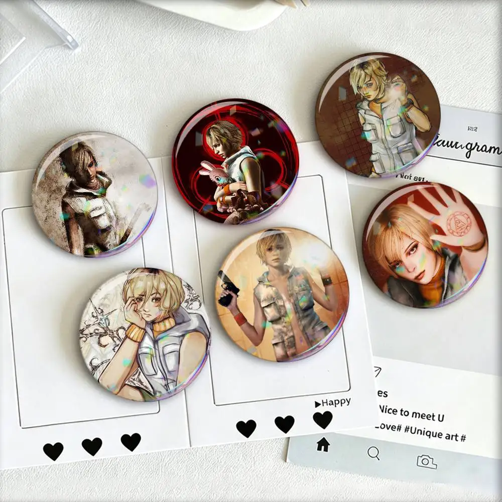 H-Heather Mason S-Silent Hill 3   Badge 25 32 44 58 75 mm Round Fans Collect Friends Gifts Brooch Souvenir