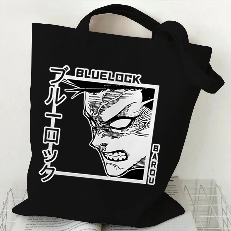 Blue Lock Women's Handbags BACHIRA MEGURU Pattern Shopping Bags Reusable Cartoon Anime Canvas Shopping Bags Student Tote Bags