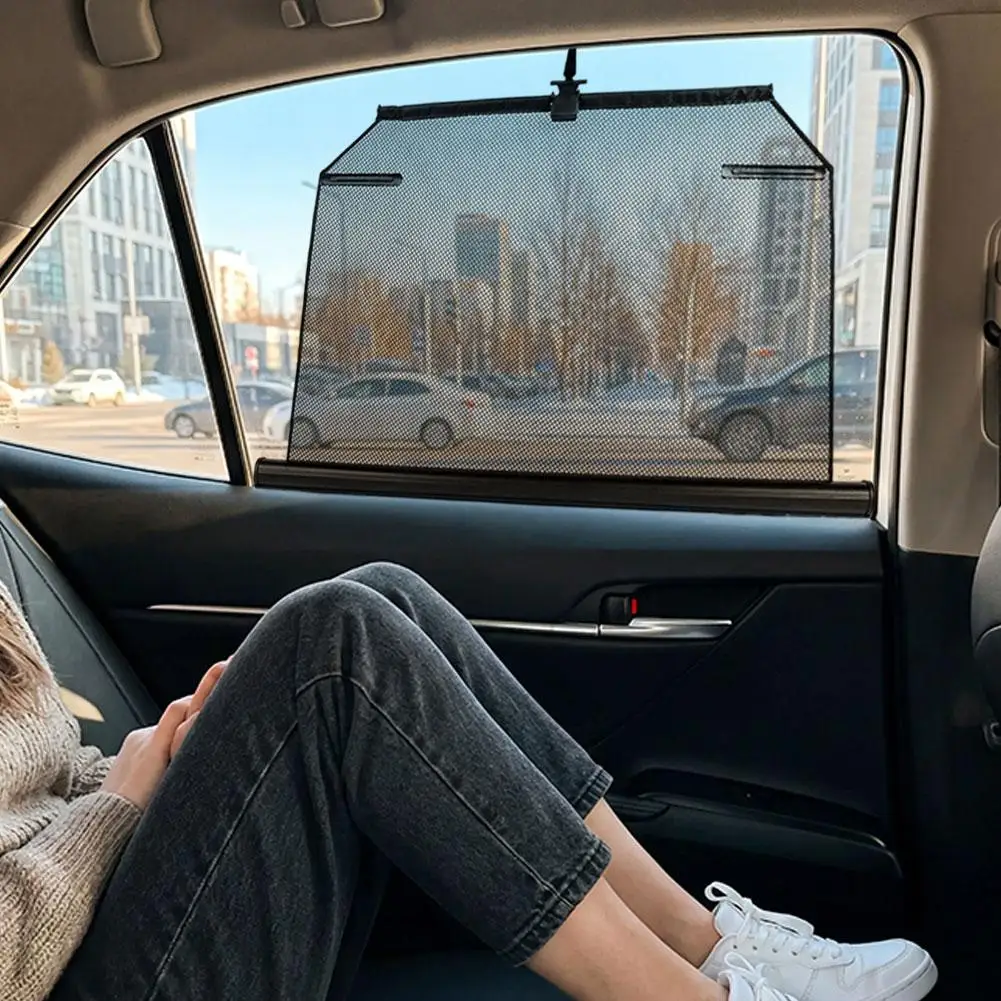 

Car Side Window Retractable Sunshade Easy Storage No Repeated Installation Smooth Glide Privacy Sun Block For Travel