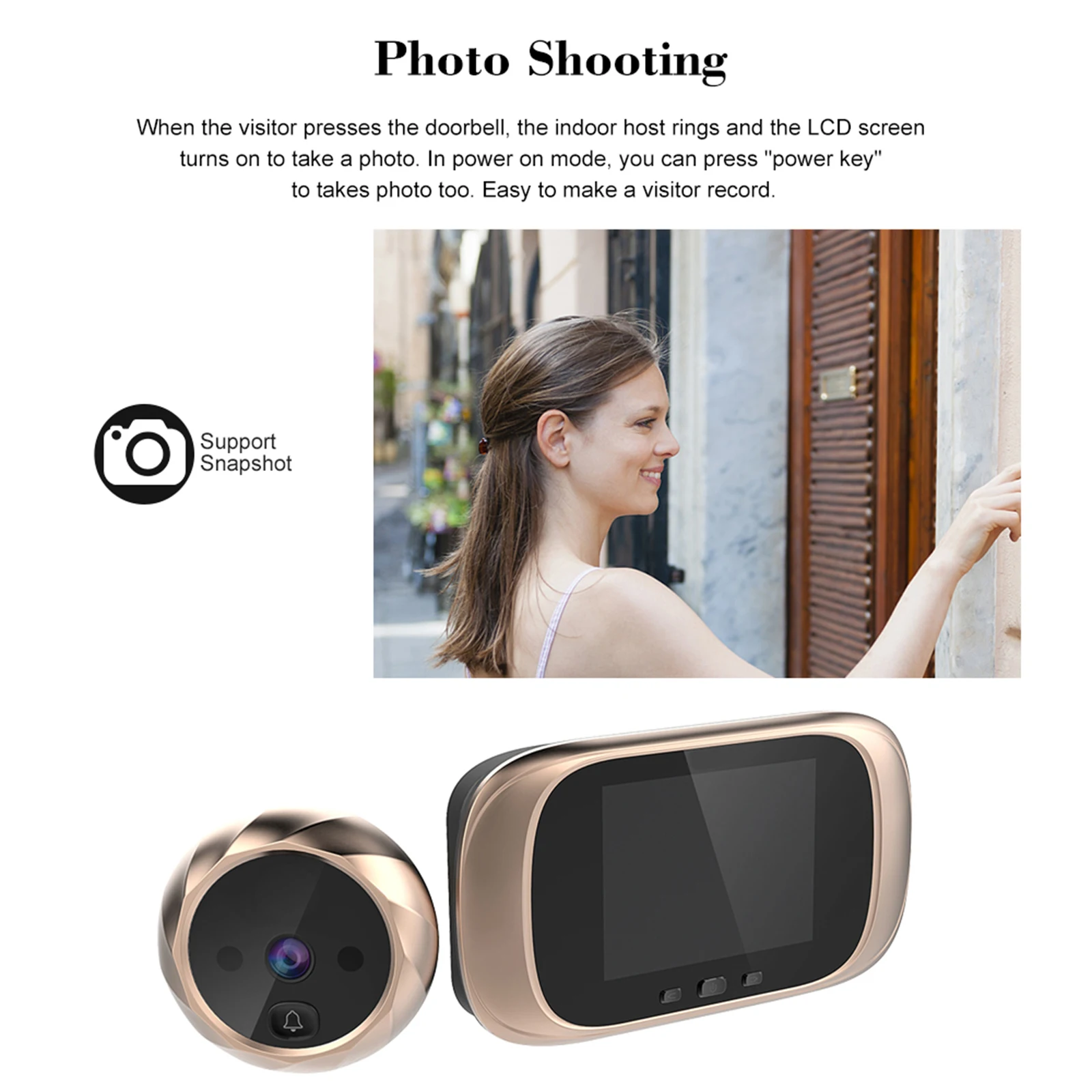 Digital Door Viewer Peephole Door Camera Doorbell 2.8-inch LCD Screen Night Vision Photo Shooting Digital Door Monitoring