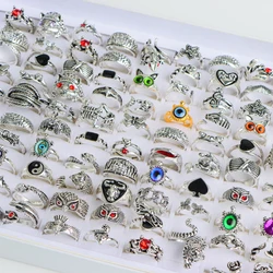 10/20/30/50pcs/lot Retro Hip-Hop Punk Style Animal Rings Mixed Color Daily Party Jewelry Gifts Accessories Randomly Shipped