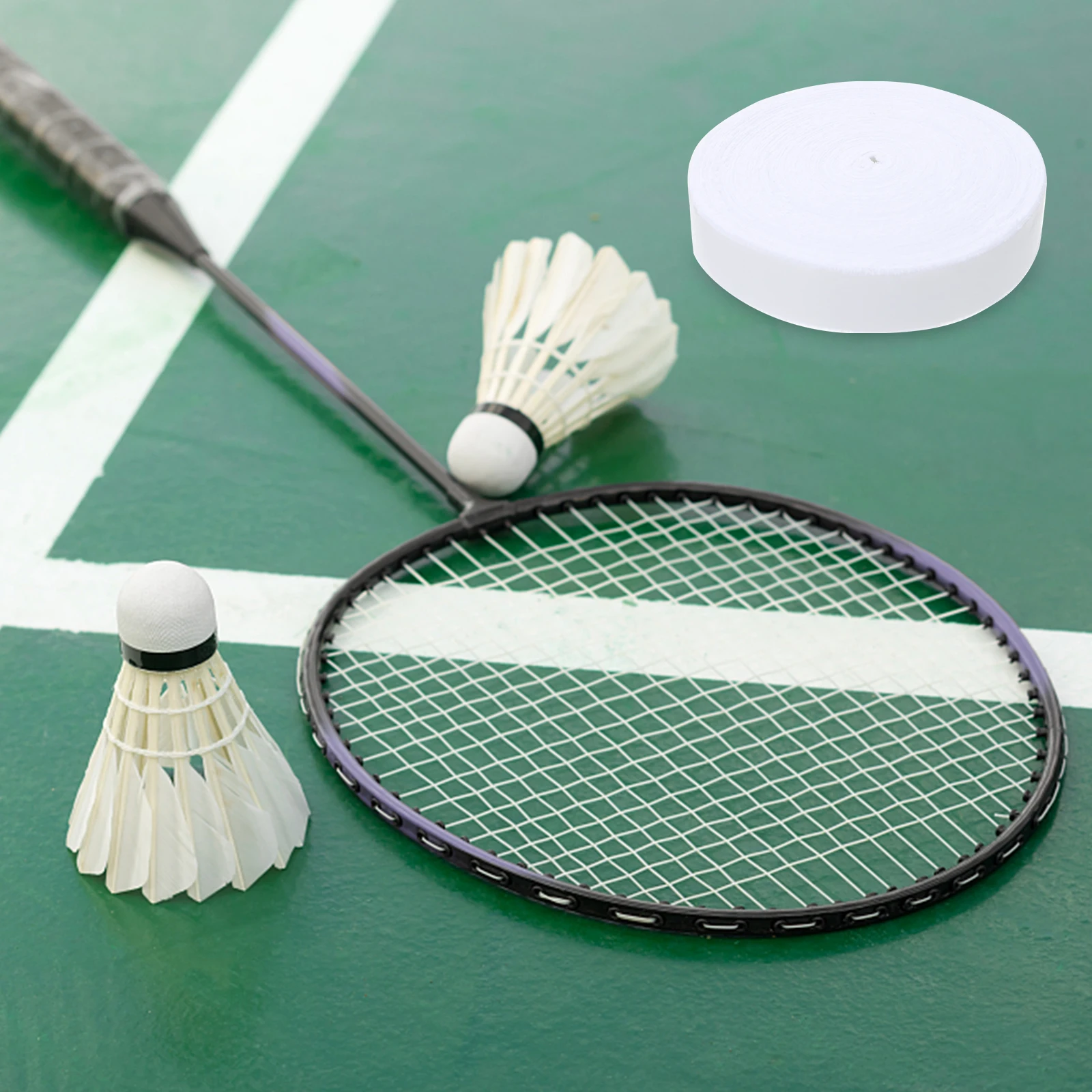 

Fiber Grip Strap Anti skid Sweatb for Tennis Badminton Racket H Tape White Supply Excellent Sweat absorption Long Life