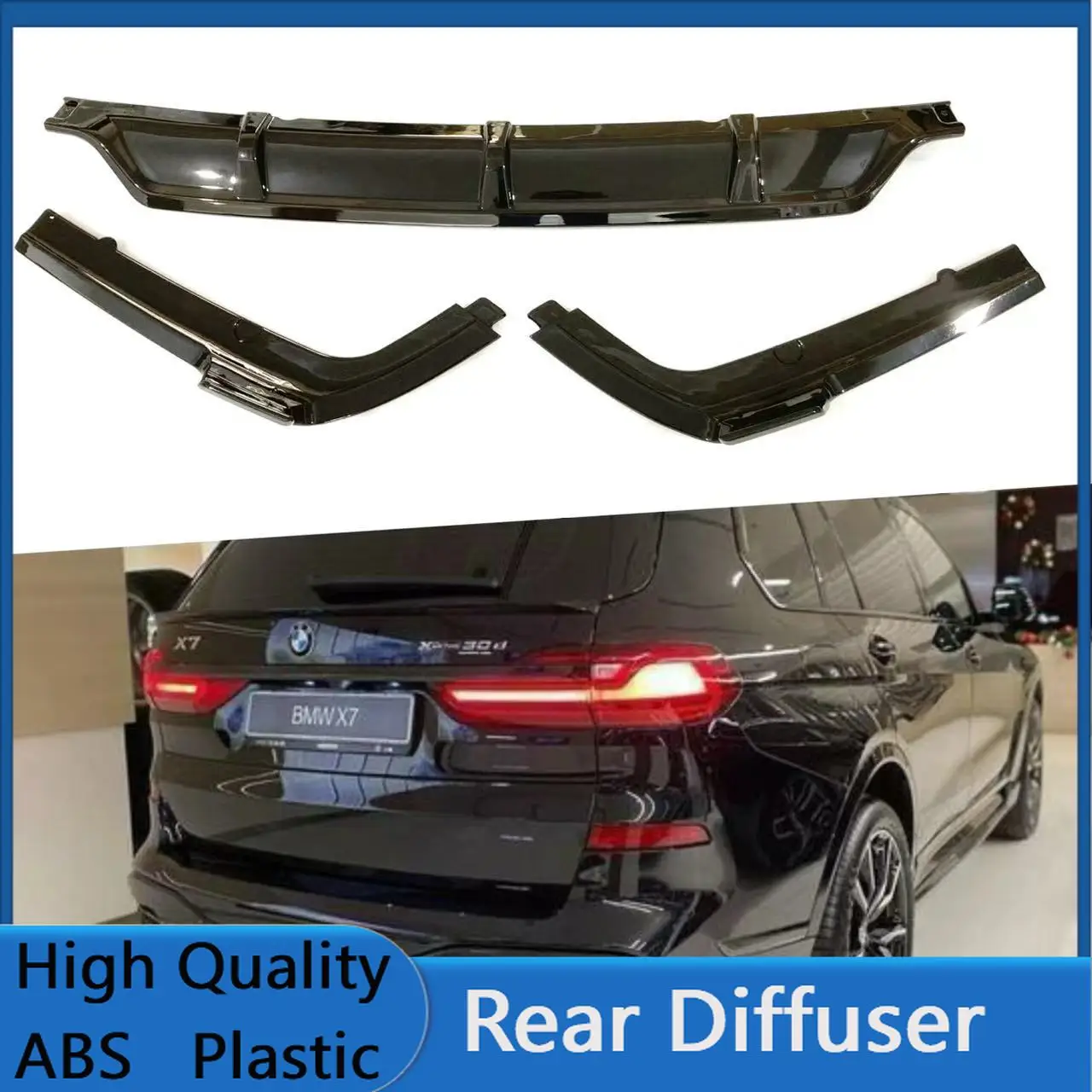 

For BMW X7 G07 2020-2026 Rear Diffuser Bumper Lips Spoiler Splitter Body Kit Accessories