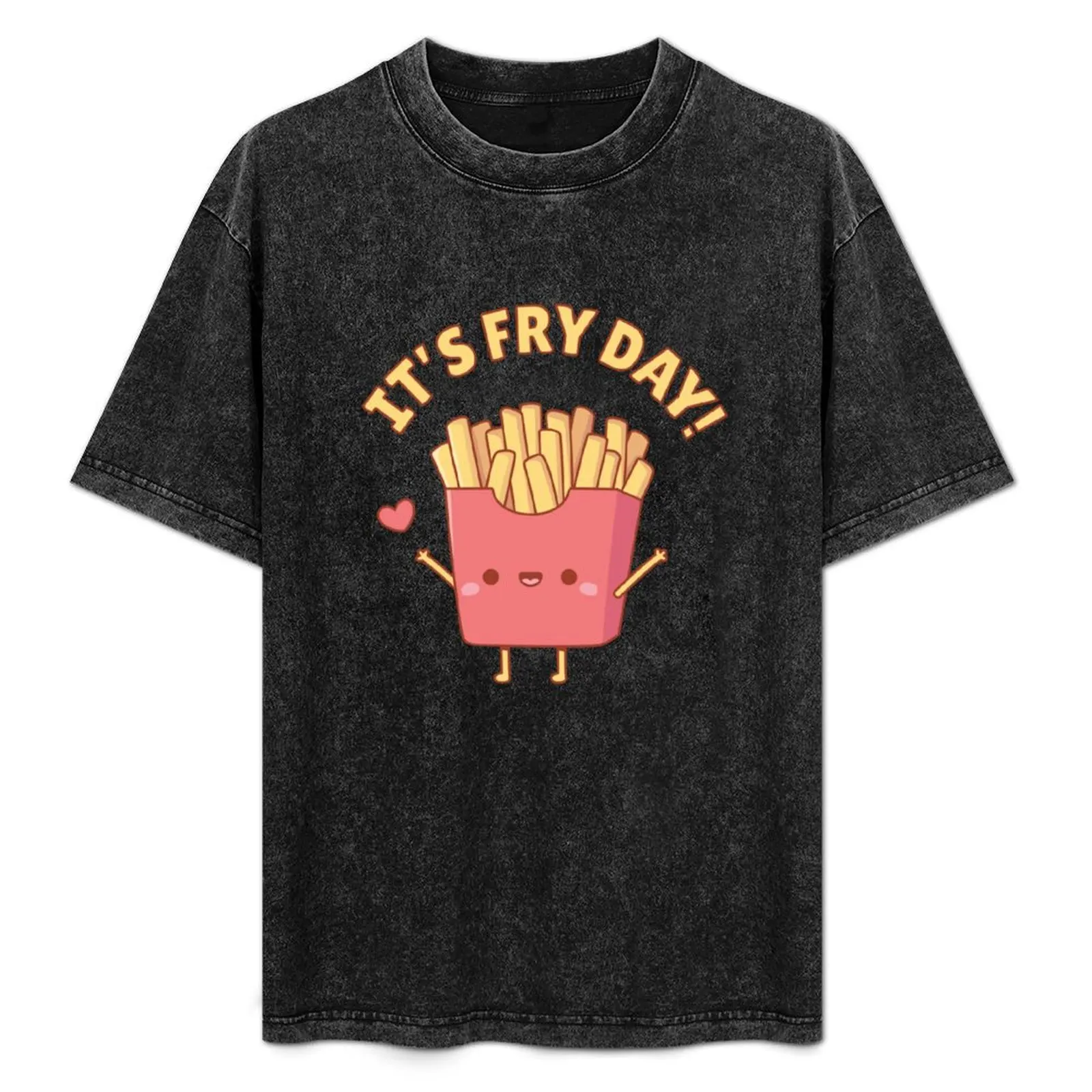 

Cute French Fries Its Fry Day Pun Doodle T-Shirt Large Size Loose Casual Tee