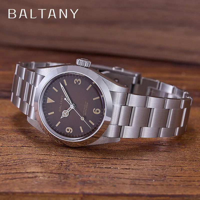 Baltany 2024 New Automatic mechanical Retro watch1963 Explorer Homage watches S4066 Tropical Dial 200M Waterproof 316L Stainless