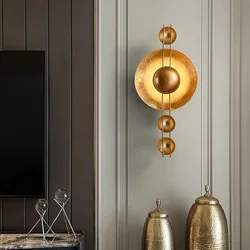 Corridor retro wall lamp hotel villa bedside banquet hall corridor wall lamp designer circular gold foil creative wall lamp