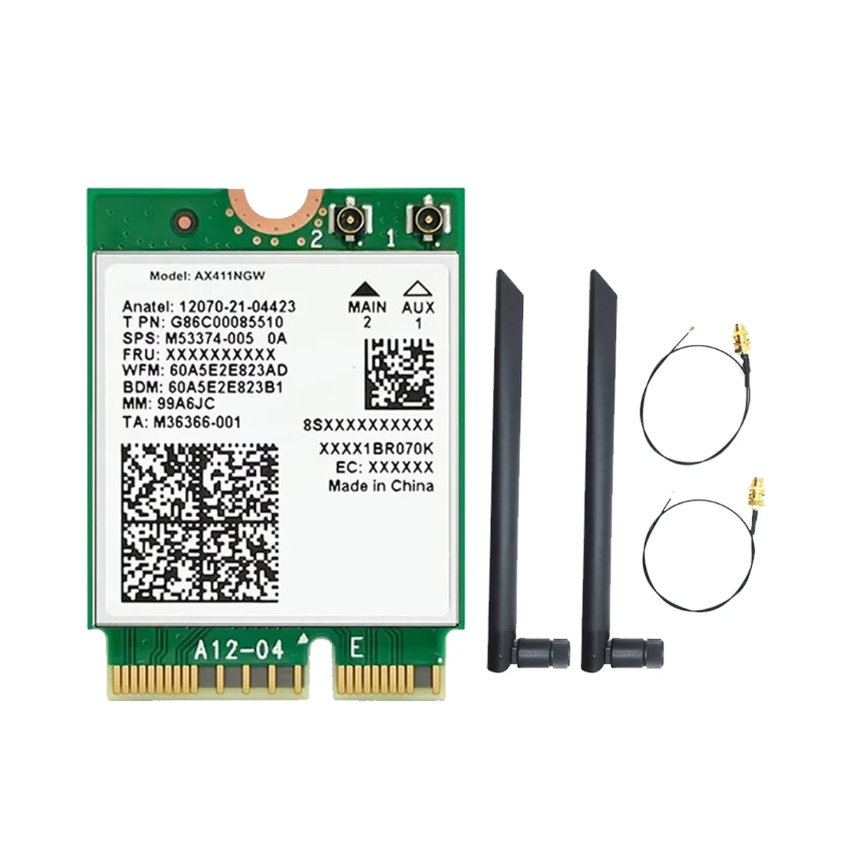 

For Intel AX411 WiFi Card+8DB Antenna WiFi 6E CNVio2 BT 5.3 Tri-Band 5374Mbps WiFi Adapter for Laptop/PC Win10/11-64Bit