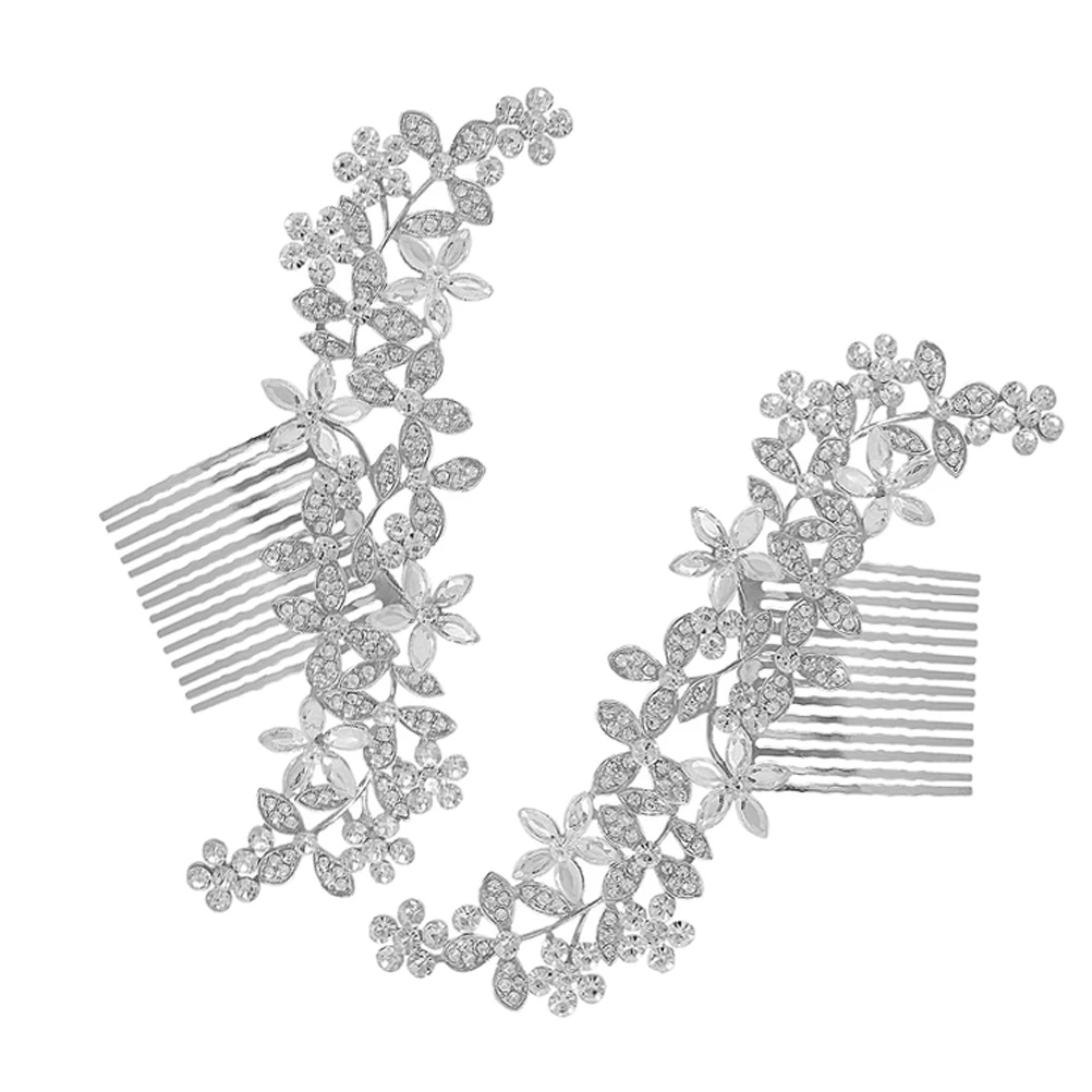 

2 Pcs Rhinestone Hair Combs Elegant Bridal Wedding Accessories Decorative Hairpins for Women Stylish Bride Hair for Prom