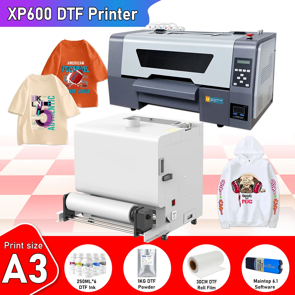 12 inch A3 XP600 Dtf Printer Bundle With DTF Powder shaker Direct To Film DTF Printing Machine A3 For DIY T-Shirt Clothes Fabric