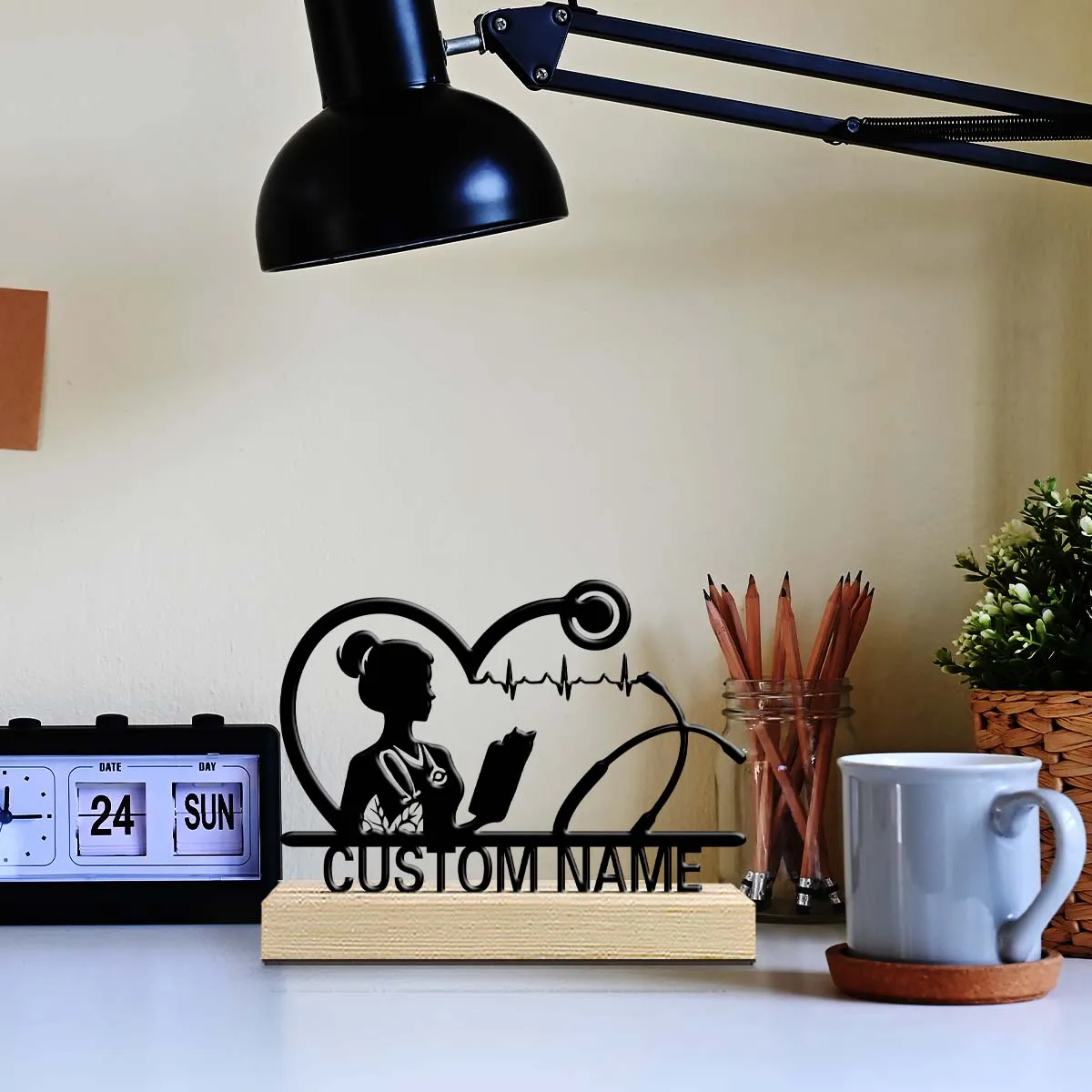1pc Cartoon Personalized Custom Medical Nursing Staff Metal Statues Suitable For Doctors Medical Staff Desktop Decorative
