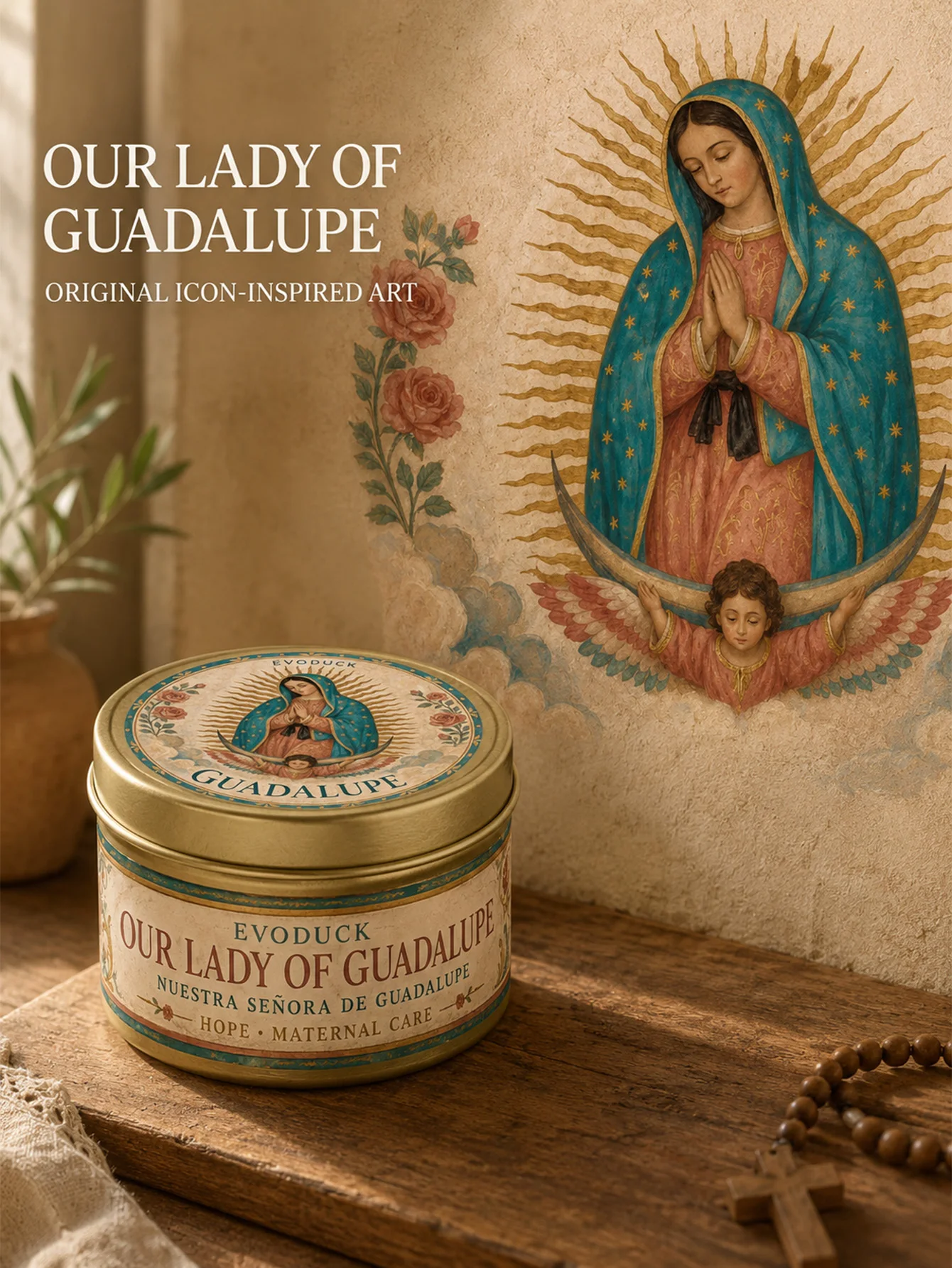 Our Lady of Guadalupe 3PCS Prayer Tin Candle Gift Set, 3 oz Scented Candles with Seven-Day Prayer & Reflection Guide, Hope and Maternal Care Catholic Decor for Home Altar, Prayer Corner, Bedroom, Living Room, Faith-Inspired Family Gift