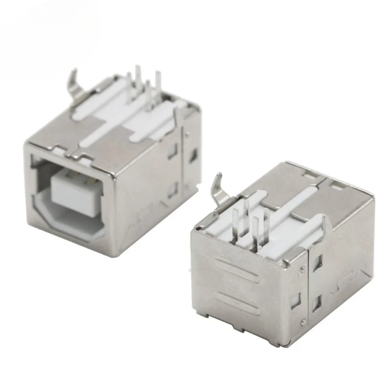 5Pcs USB B Type Female Socket Jack 90 Degree Soldering PCB Connector for Printer Data Interface