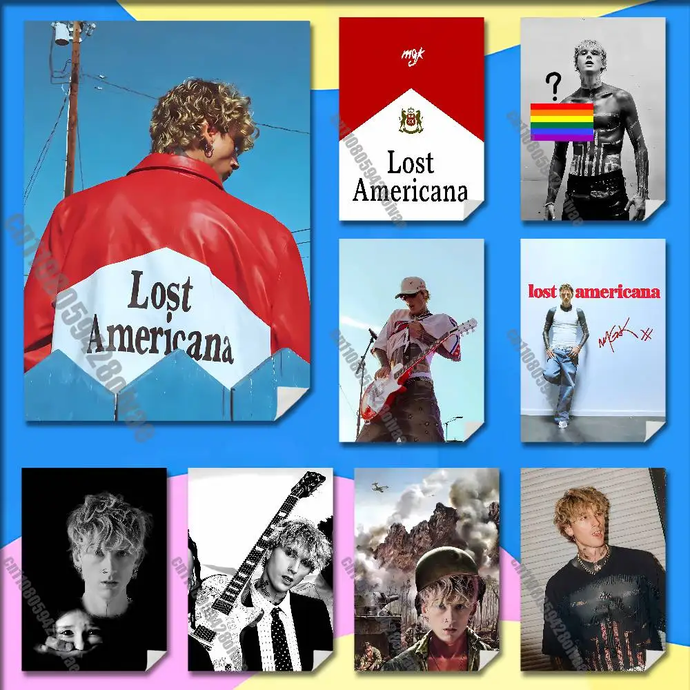 

M-MGK Lost Americana Poster Wall Sticker For Bedroom 30x40cm Self-adhesive Decoration Fans Playbill Cover