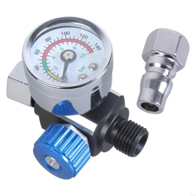 R9JF 1/4” Gun-Air Pressure Regulator with Pressure Gauge Practical Pneumatic Tool Adapter for Air Gun-Spray Gunand Tool