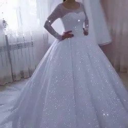 Vestido De Noiva Sparkle Wedding Dresses Ball Gown Long Sleeves Plus Size Princess Bridal Gowns For Women Robe De Mariee 2026