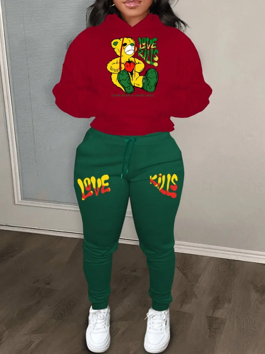 Women\'s Sets Hoodies Pants Suit 2-Piece Outfits Suit 2025 New Letter Print Aesthetics Sweatshirt and Sweatpants Ladies Tracksuit
