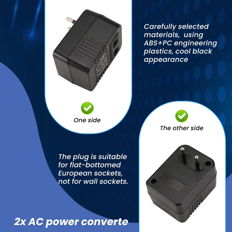 ABPP-2PCS محول خفض محول السفر AC220 فولت إلى 110 فولت محول جهد كهربي محول جهد كهربي منظم الاتحاد الأوروبي التوصيل