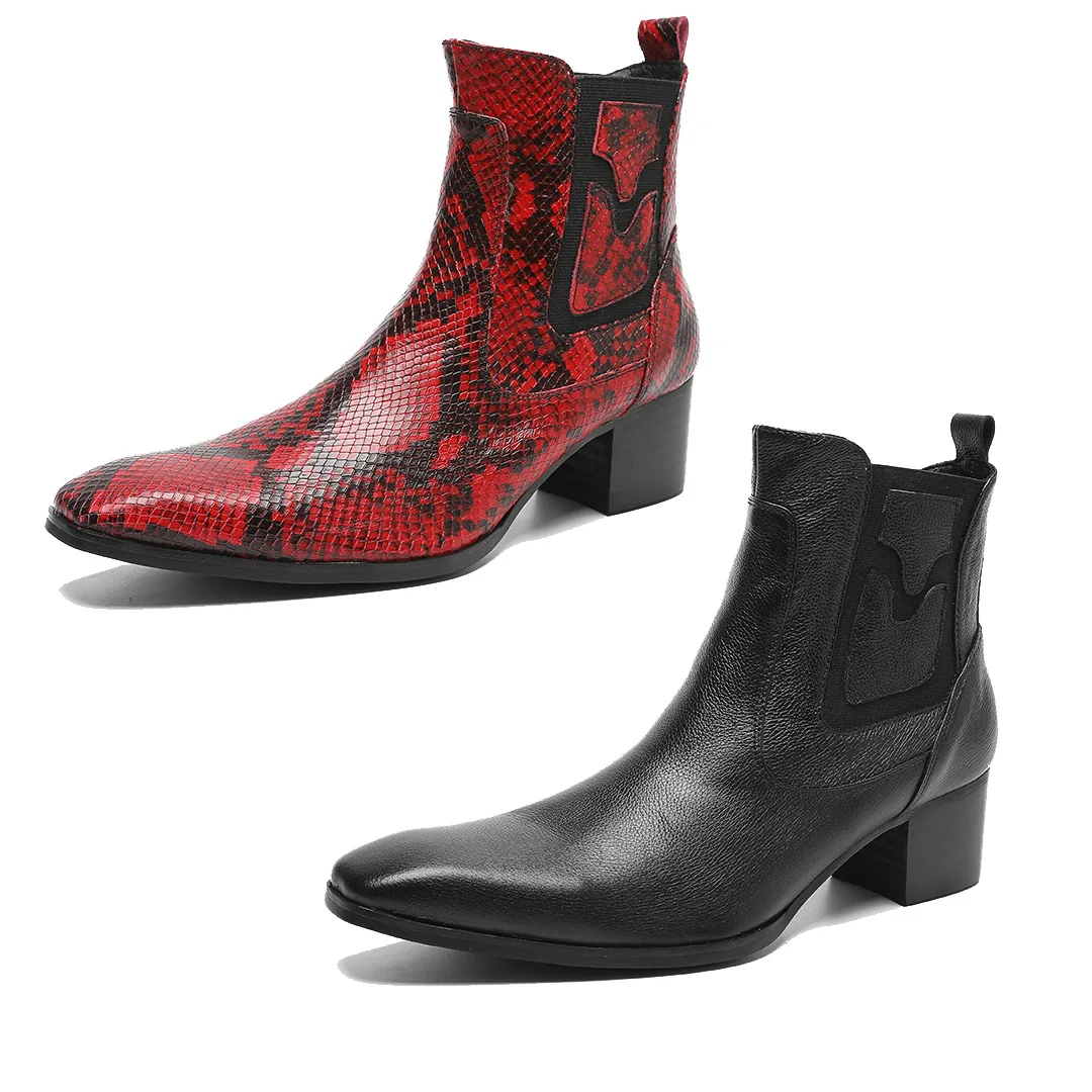 

Классические высококачественные кожаные ботинки «Челси» с боковой молнией. Новые мужские ботинки из кожи на среднем каблуке с острым носком и резиновой подошвой.