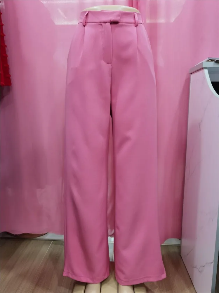 Foreign Style Solid Suit Pant Woman's Spring Autumn Fashion Straight-leg Pants With Pocket Ladies Commuting Versatile Clothing